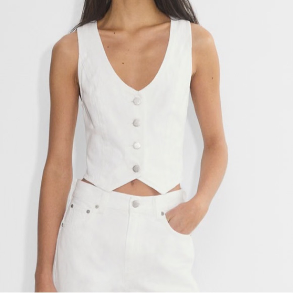 Aritzia White Buttoned Vest Top